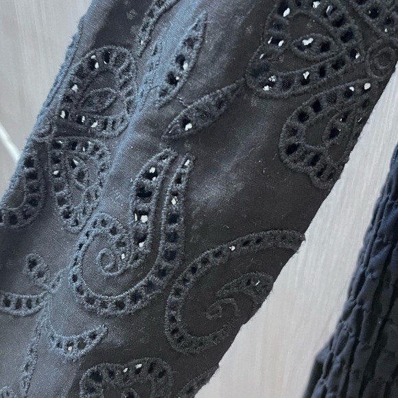 NEW! cotton linen smocked mini dress embroidered cut out arms XS - Picture 5 of 12